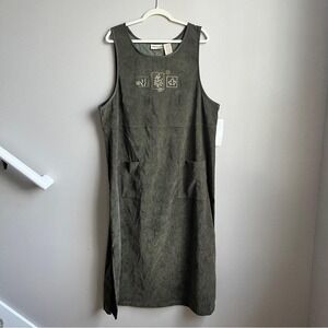 Vintage Jumper Dress Women's 1X New NWT Sage Green Cottage Boho Earthy Rustic